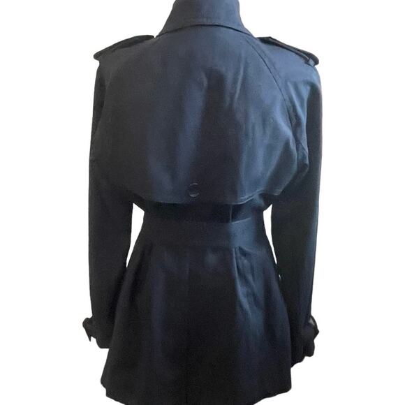 Club Monaco‎ Women Belted Trench Coat L Navy Classic Trendy Minimal Chic Capsule - Picture 4 of 16